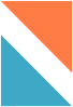 A geometric design with a blue triangle and an orange triangle.