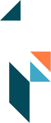 Abstract geometric shapes in blue and orange on white background.